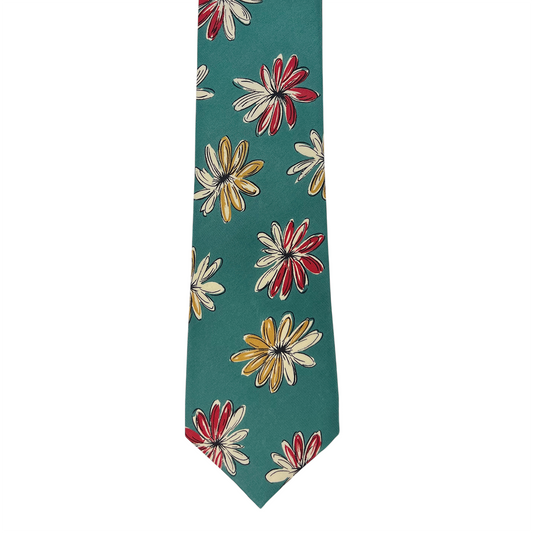 Tie - Teal Large Flower