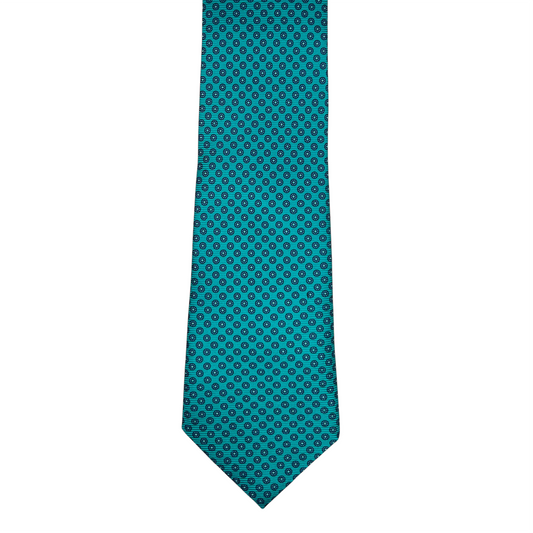 Tie - Teal w/ Navy Small Circle Neat