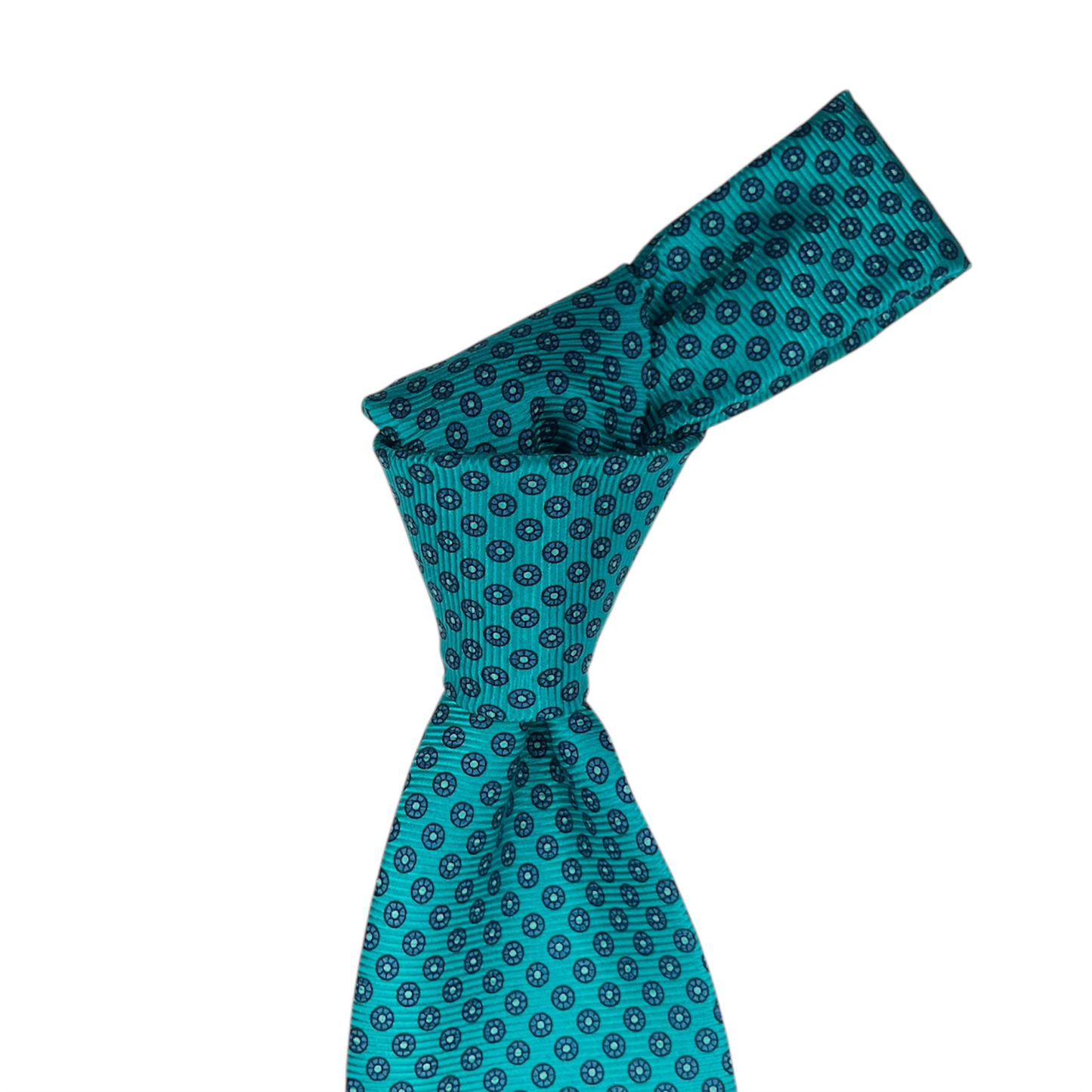 Tie - Teal w/ Navy Small Circle Neat