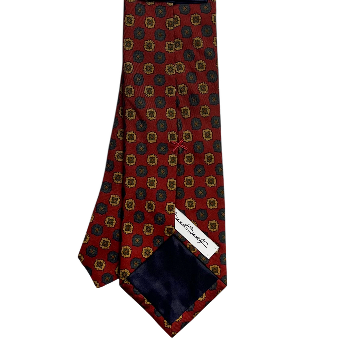 Tie - Burnt Orange w/ Green and Tan Foulard