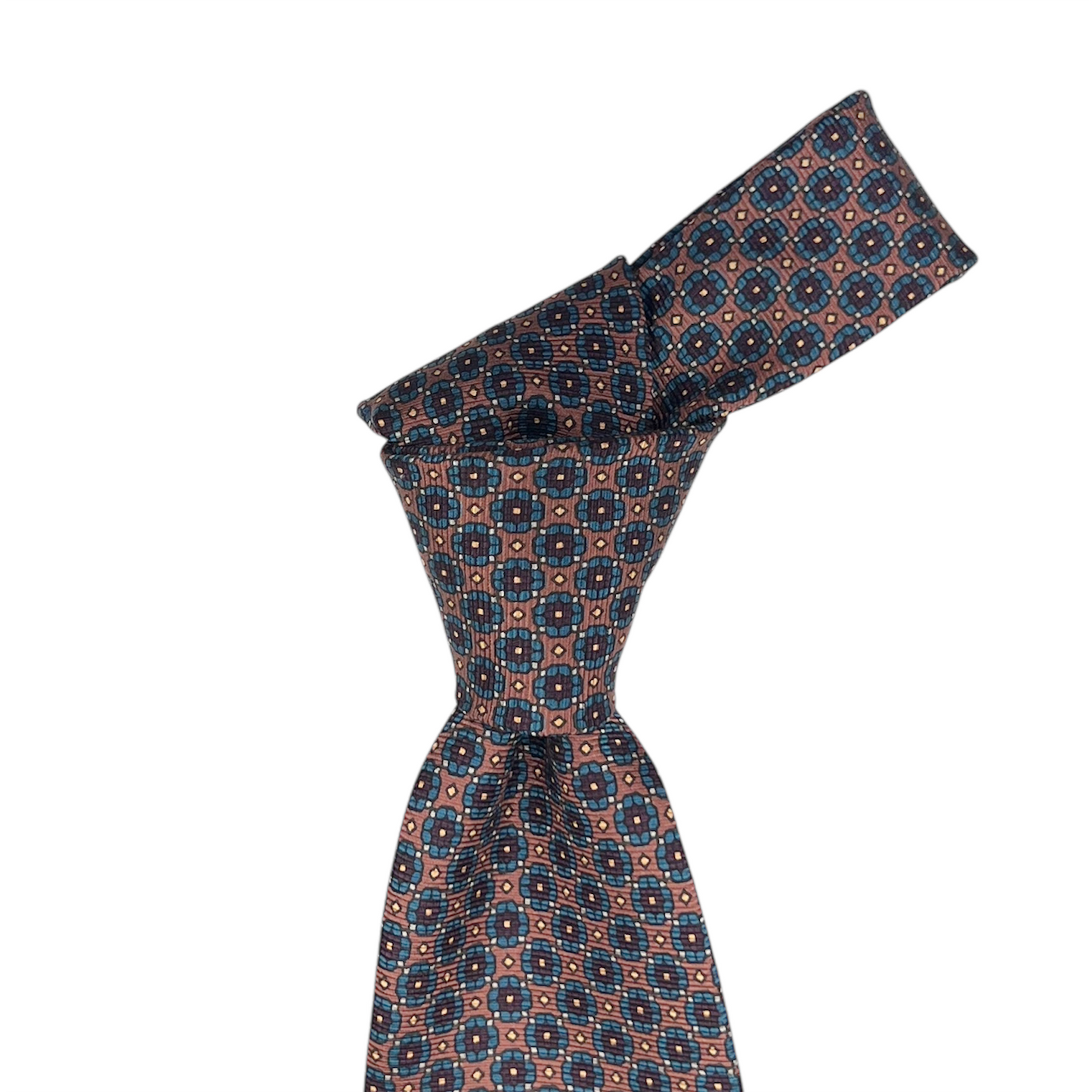 Tie - Terracotta, Plum and Blue Geometric