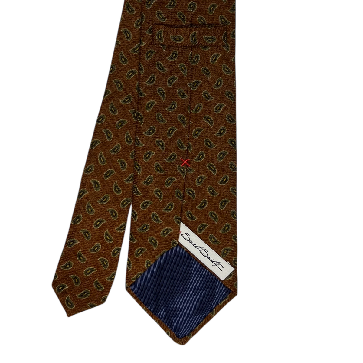 Tie - Tobacco Wool Flannel Paisley Foulard