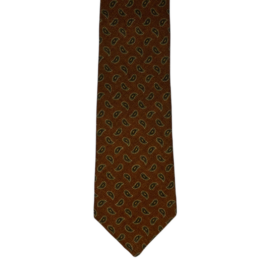 Tie - Tobacco Wool Flannel Paisley Foulard