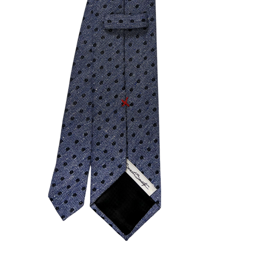 Tie - Stone Blue Wool Dot