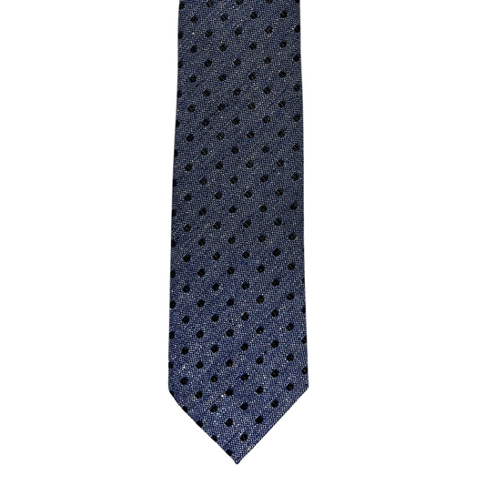 Tie - Stone Blue Wool Dot