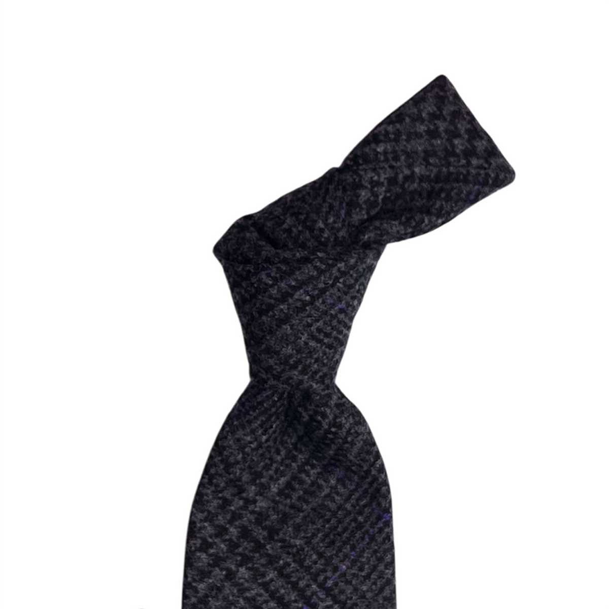 Tie - Charcoal and Purple Wool Glen Plaid