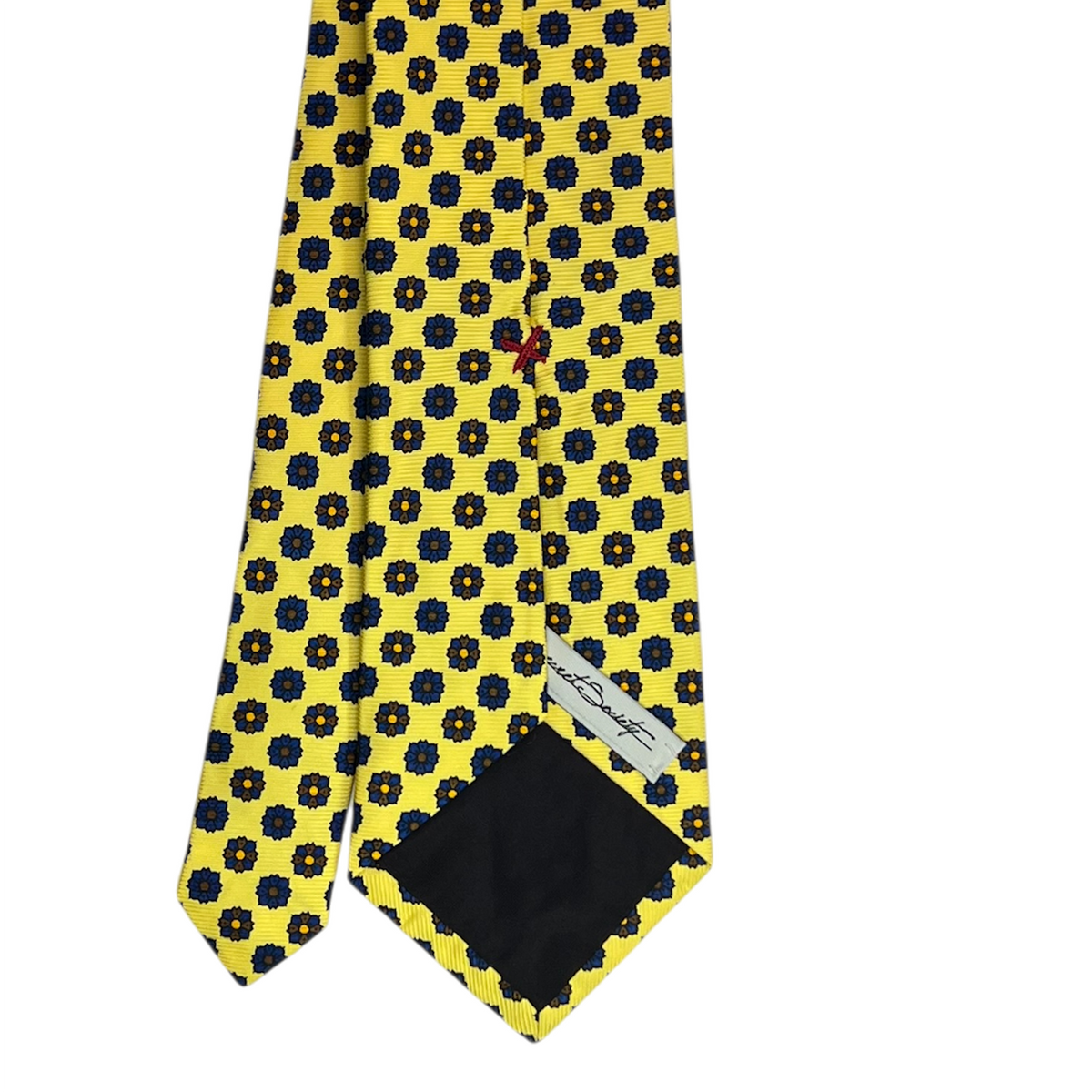 Tie - Yellow Brown and Navy Foulard