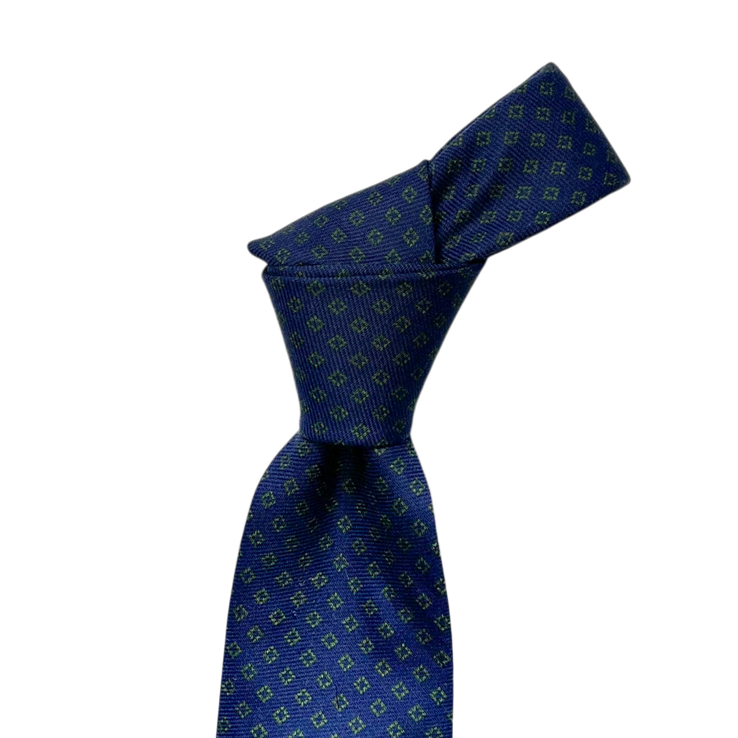 Tie - Navy Wool and Silk w/ Green Diamond