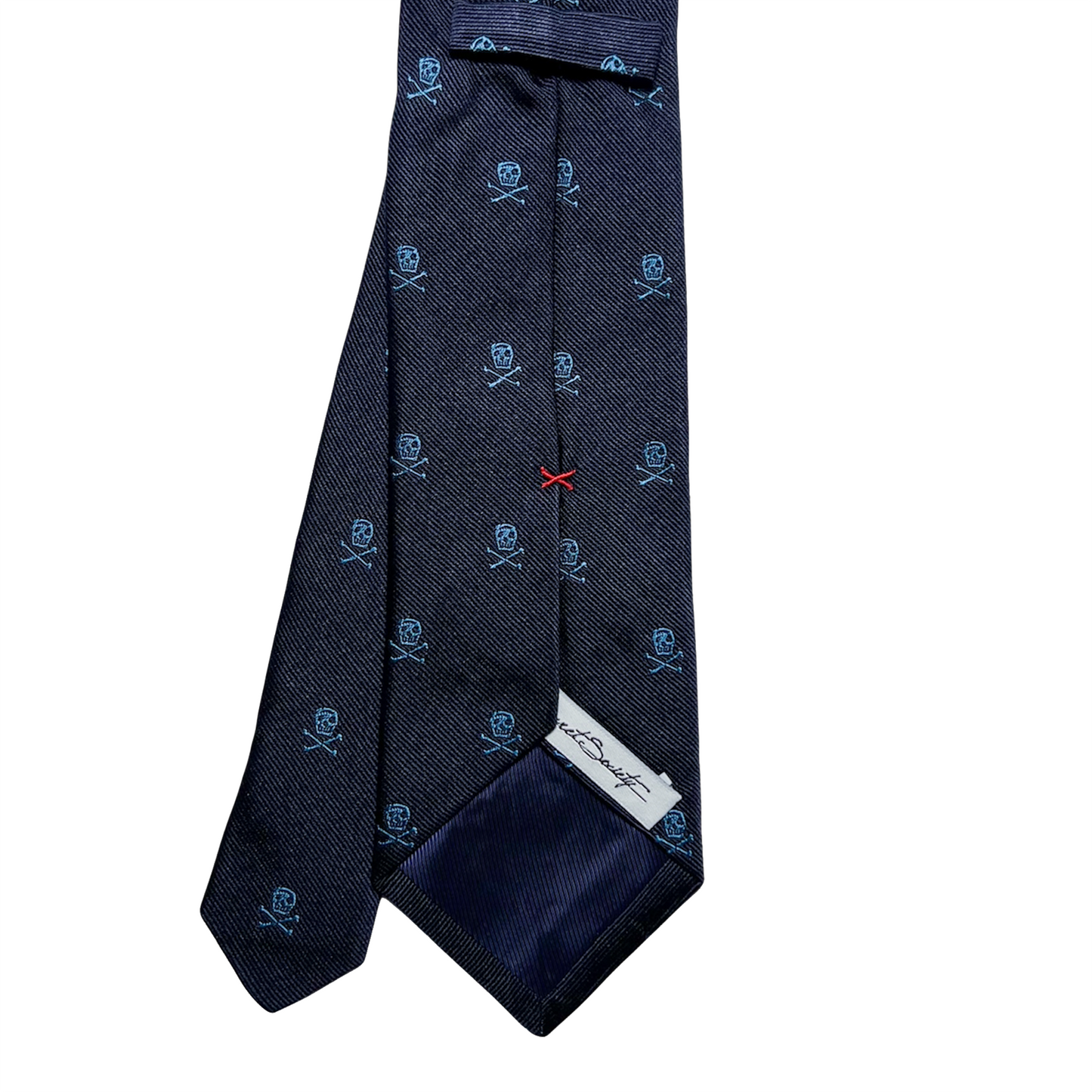 Tie - Navy and Sky Skull and Crossbones