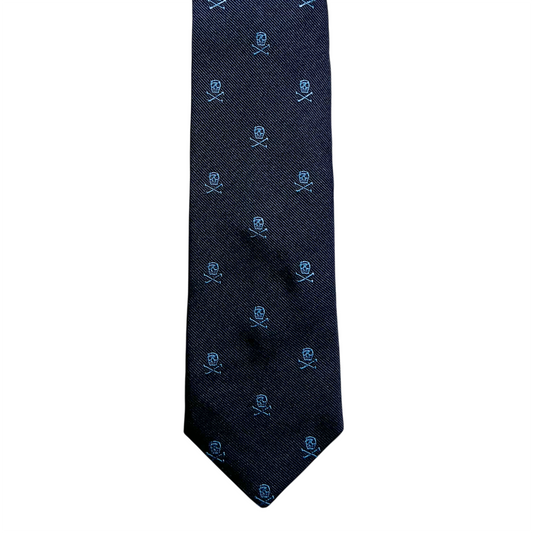 Tie - Navy and Sky Skull and Crossbones