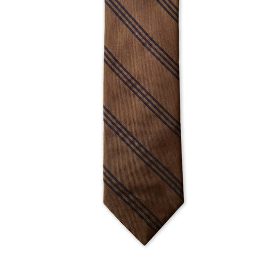 Alumni Tie - Tobacco, Navy Triple Stripe