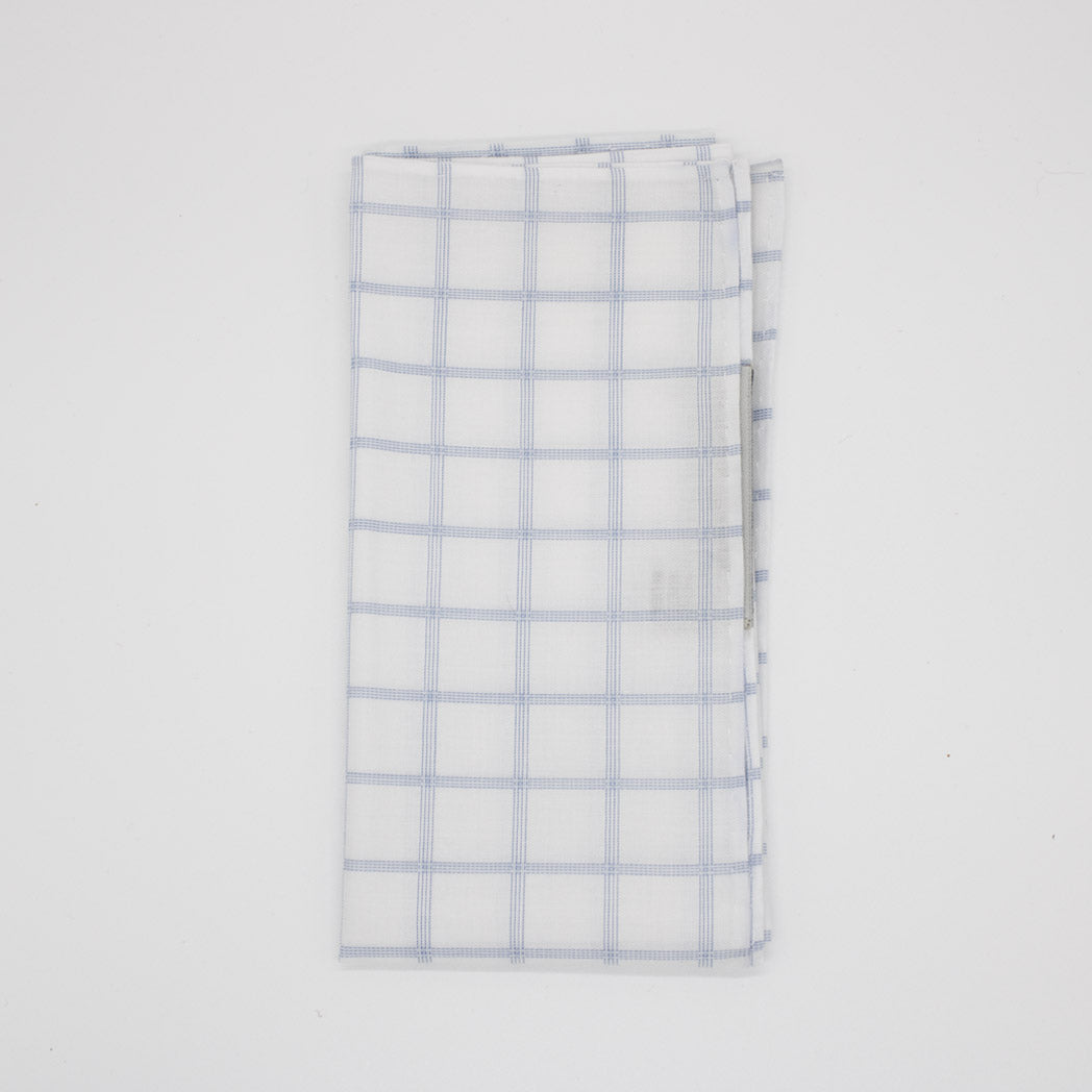 Pocket Square - Cotton Blue Windowpane